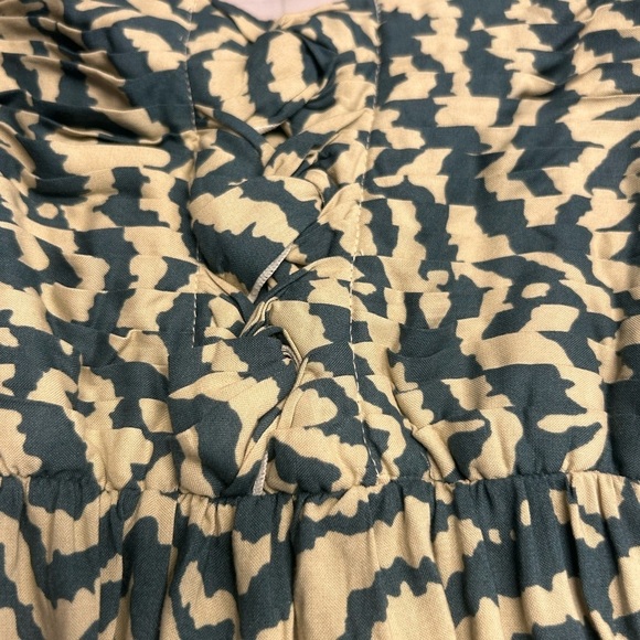 Soft Surroundings Green Animal Print Sleeveless Long Dress Zebra Pleated Chest - Picture 3 of 7